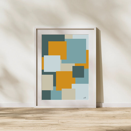 "Don't Be a Square Blue" Abstract Wall Art Print