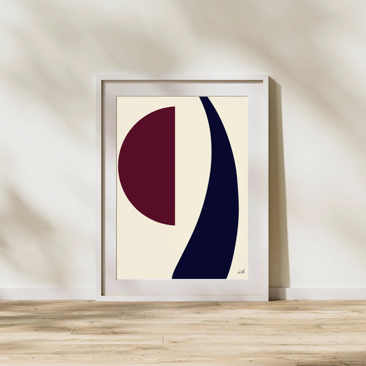 "Navy and Red" Abstract Wall Art Print