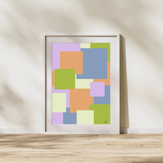 "Don't Be a Square Green" Abstract Wall Art Print