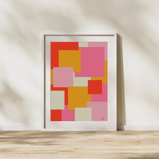 "Don't Be a Square Pink" Abstract Wall Art Print