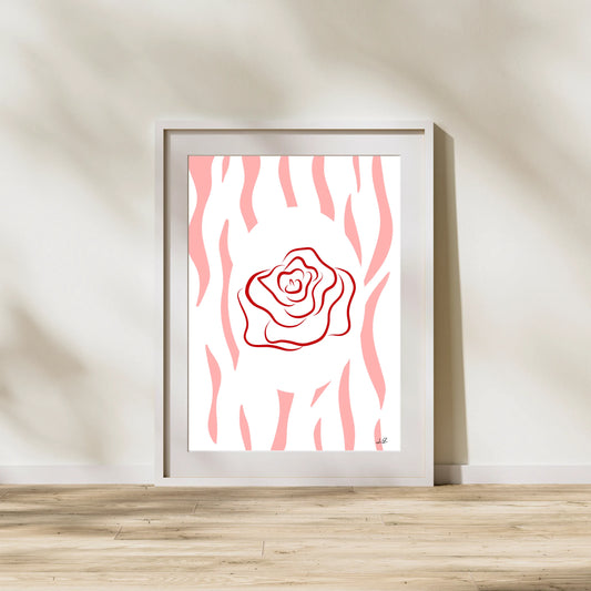 "Stripes and Roses" Floral Wall Art Print